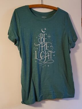 Torrid size 2 (2X) Teal Green Graphic Tee with White Script